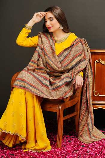 Buy_Dusala_Multi Color Handwoven Pashmina Antique Kashmiri Shawl_Online_at_Aza_Fashions