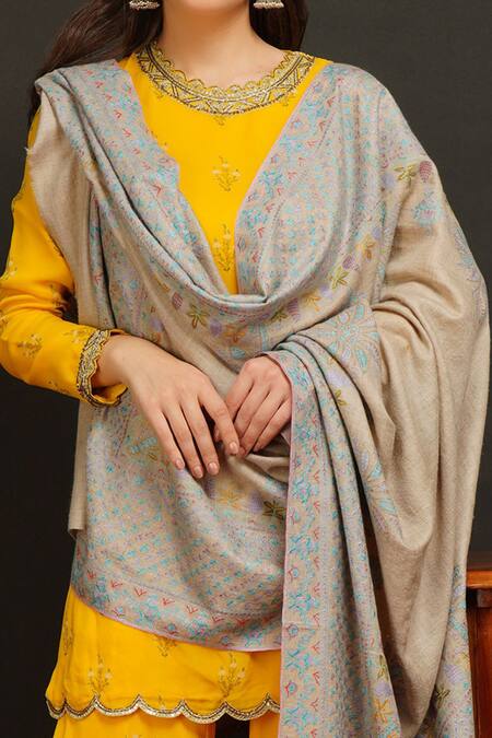 Buy_Dusala_Blue Embroidered Pashmina Handwoven Phulkari Shawl_Online_at_Aza_Fashions