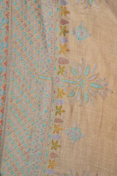 Shop_Dusala_Blue Embroidered Pashmina Handwoven Phulkari Shawl_Online_at_Aza_Fashions