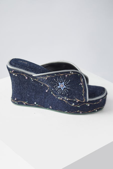 Jade By Monica & Karishma Anastasia Denim Wedges 