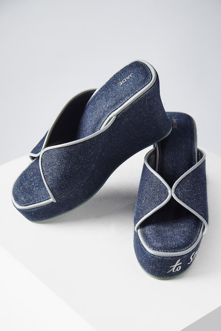 Dark blue 2024 denim wedges