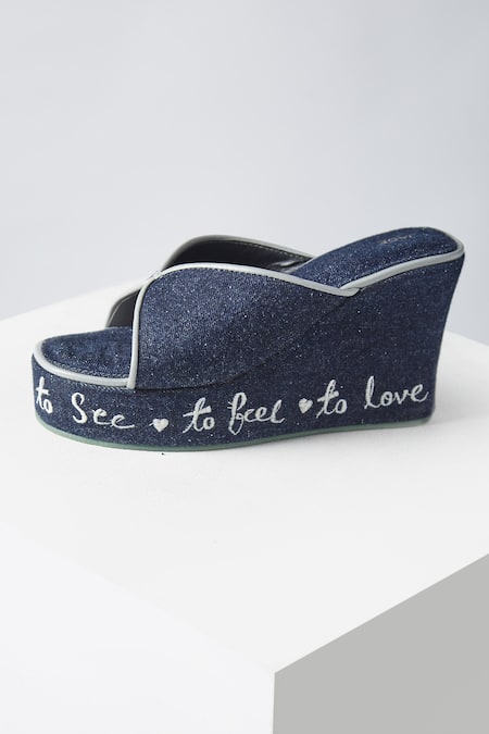 Jade By Monica & Karishma Stella Denim Wedges 