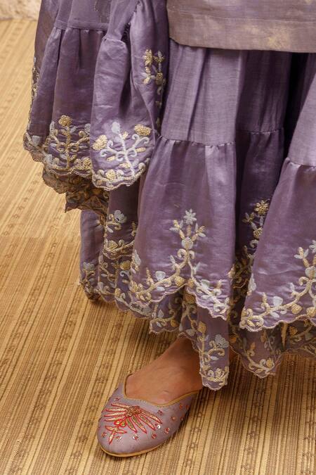 Shop Naaz By Noor Purple Cotton, Organza, Chanderi, Dupatta Nylon Mesh Neck Kurta Sharara Set Online at Aza Fashions Shop_Naaz By Noor_Purple Cotton, Organza, Chanderi, Dupatta Nylon Mesh Neck Kurta Sharara Set _Online_at_Aza_Fashions