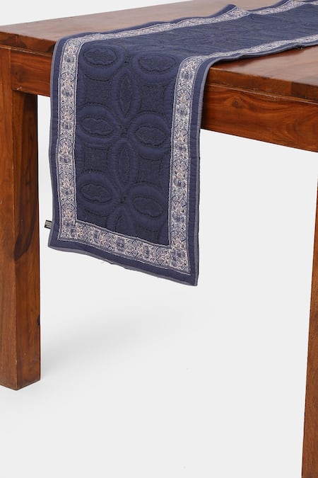 Ritu Kumar Blue Printed Jaamevar Table Runner 