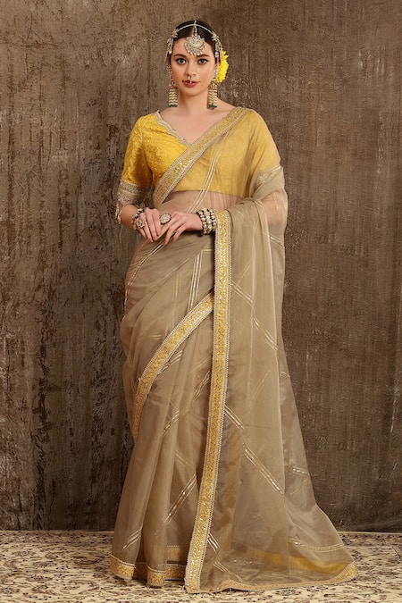 SHIKHAR SHARMA Gota Work Leheriya Saree With Blouse 