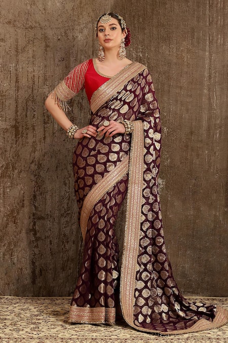 SHIKHAR SHARMA Paisley Motifs Saree With Blouse 