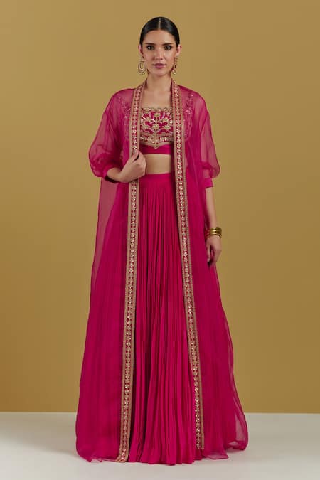 Buy Studio Rasa Navy Blue & Pink Box Pleated Lehenga With Embellished  Blouse - Lehenga Choli for Women 7213249 | Myntra