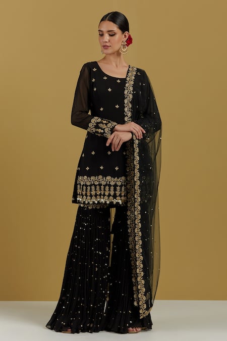 Ikshita Choudhary Black Georgette Embroidery Sequin Sharara 