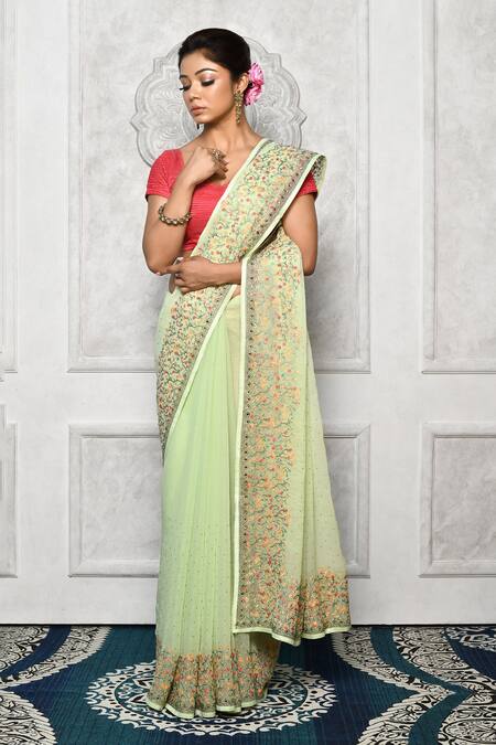 Pure chiffon sarees with threadwork | siri designers