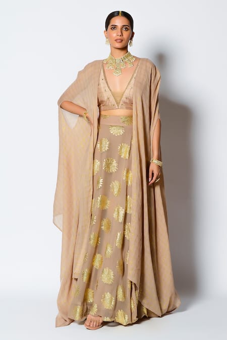 Rishi and Vibhuti Meher Cape Lehenga Set 