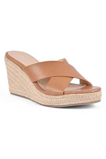 Buy Vanilla Moon Brown Cut Work Nika Leather Criss-cross Strap Wedges at Aza Fashions Buy_Vanilla Moon_Brown Cut Work Nika Leather Criss-cross Strap Wedges_at_Aza_Fashions