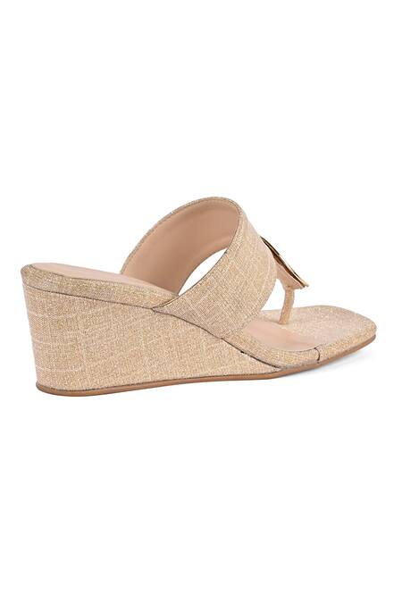 Vanilla Moon Gold Darcy T-strap Wedges Online at Aza Fashions Vanilla Moon_Gold Darcy T-strap Wedges_Online_at_Aza_Fashions