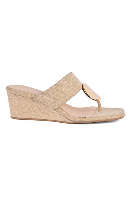 Buy Vanilla Moon Gold Darcy T-strap Wedges Online at Aza Fashions Buy_Vanilla Moon_Gold Darcy T-strap Wedges_Online_at_Aza_Fashions