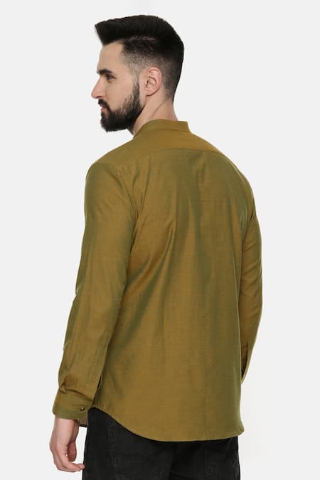 Mayank Modi - Men Mandarin Collar Pintuck Shirt 