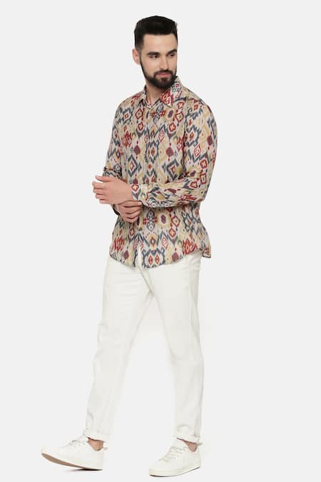 Mayank Modi - Men Ikat Print Shirt 