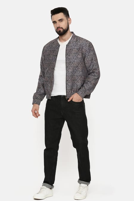 Mayank Modi - Men Geometric Print Bomber Jacket 