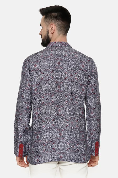 Mayank Modi - Men Geometric Print Short Kurta For Kids