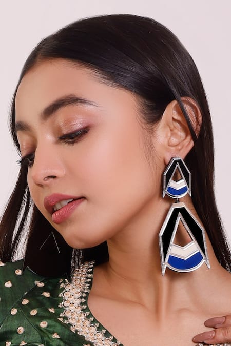 Prachi Gupta Tiered Geometric Drop Earrings 