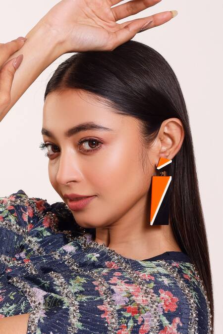 Prachi Gupta Multi Color Rectangular Double Drop Earring Online at Aza Fashions Prachi Gupta_Multi Color Rectangular Double Drop Earring_Online_at_Aza_Fashions