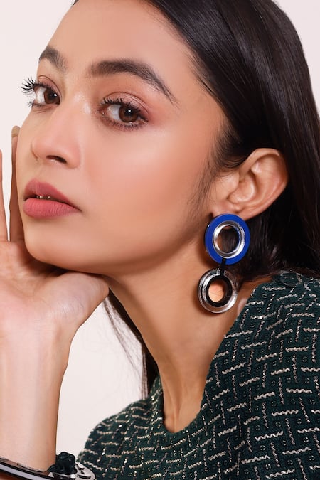 Prachi Gupta_Multi Color Double O Earrings_Online_at_Aza_Fashions