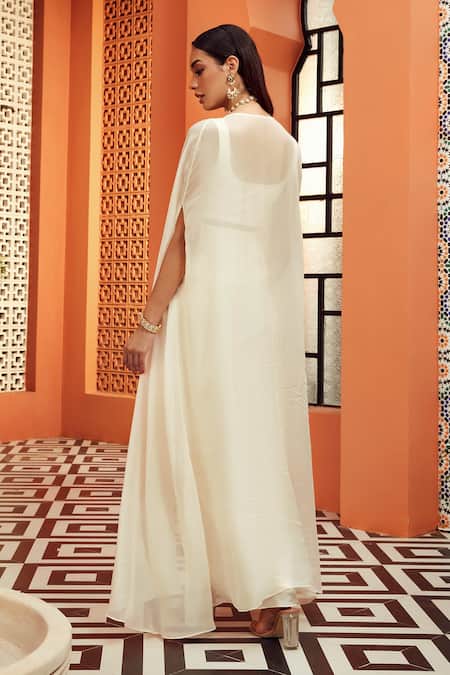 Niamh By Kriti Embroidered Cape & Draped Skirt Set 