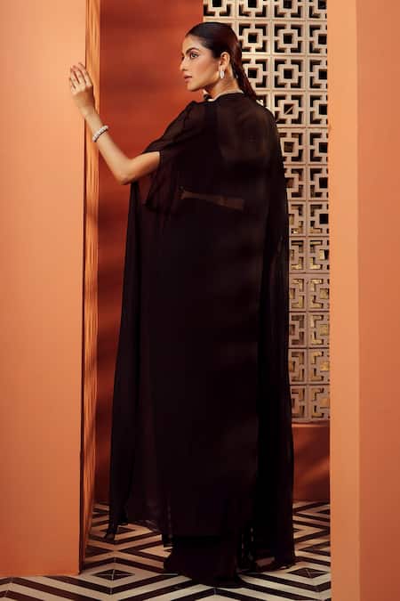 Niamh By Kriti Embroidered Cape & Draped Skirt Set 