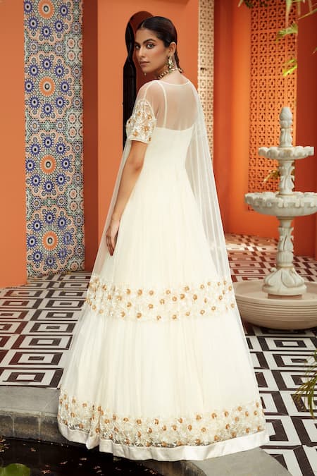 Niamh By Kriti Embroidered Anarkali With Cape 