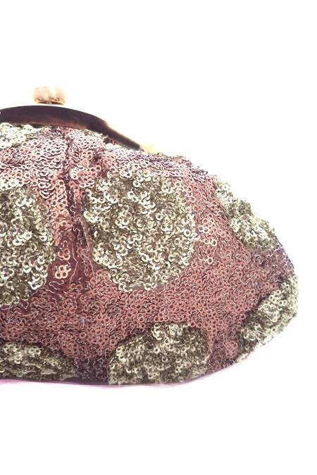 Shop_A Clutch Story_Gold Sequins, Embroidery Gleaming Dot Clutch_Online_at_Aza_Fashions
