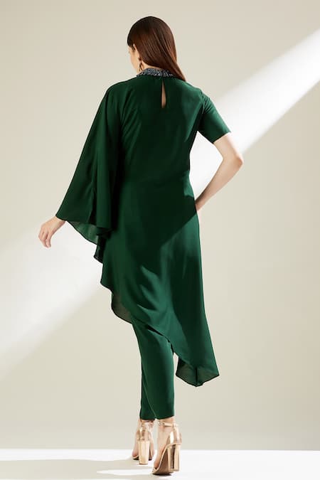 Aakaar Crystal Embellished Tunic & Draped Pant Set 