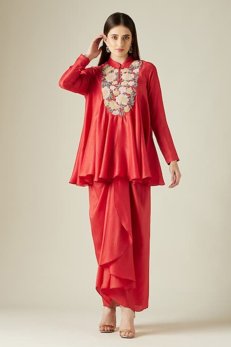 Aakaar Flared Tunic & Draped Skirt Set 