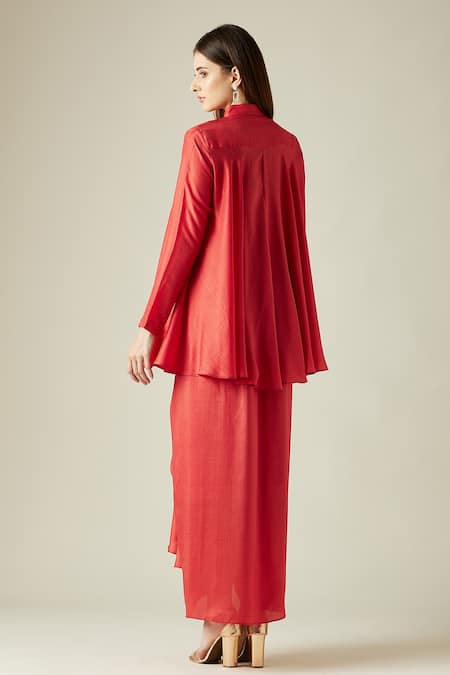 Aakaar Flared Tunic & Draped Skirt Set 