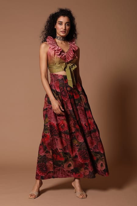 Rohit Bal Ombre Crop Top & Skirt Set 