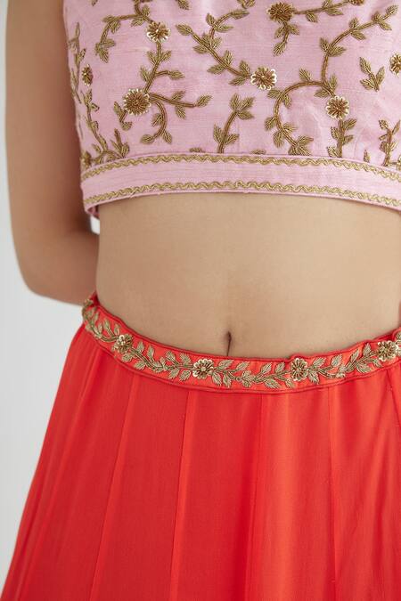 Nikasha Orange Blouse Pure Raw Silk, Dupatta 100% Viscose Embroidered Cape Set at Aza Fashions Nikasha_Orange Blouse Pure Raw Silk, Dupatta 100% Viscose Embroidered Cape Set _at_Aza_Fashions