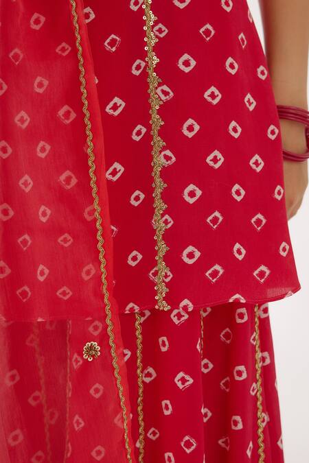 Nikasha Pink 100% Crepe, 100% Organza Bandhani, Print Kurta Sharara Set at Aza Fashions Nikasha_Pink 100% Crepe, 100% Organza Bandhani, Print Kurta Sharara Set _at_Aza_Fashions