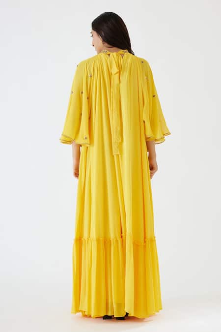 Nikasha Embroidered Cape Tiered Dress 