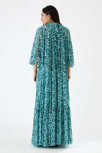 Nikasha Floral Print Cape Tiered Dress 