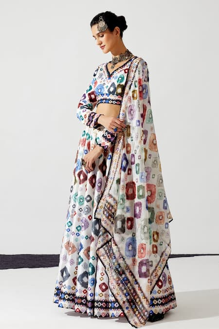 Rajdeep Ranawat Leela Geometric Print Bridal Skirt Set 