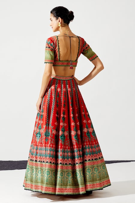 Women Tussar Silk With Leheriya And Foil Print Lehenga choli Set (GREEN) :  Amazon.in: Clothing & Accessories