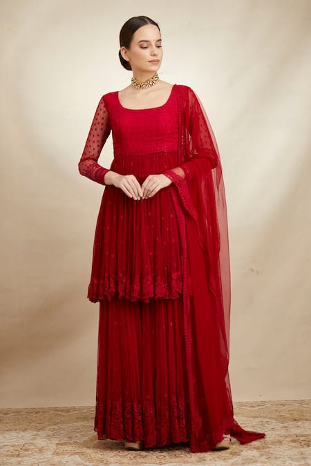 Astha Narang Embroidered Peplum Kurta Sharara Set 