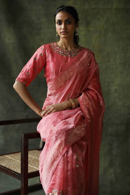 Buy_Begum_Peach Blouse Chanderi ,  Zari Gulnaaz With Embroidered _Online_at_Aza_Fashions