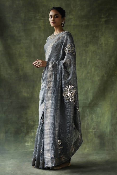 Begum_Grey Blouse Chanderi ,  Zari Gulnaaz With Embroidered _Online_at_Aza_Fashions