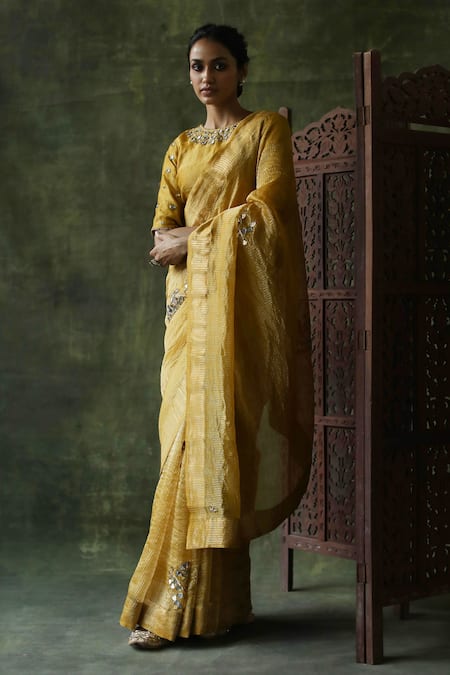 Begum_Yellow Blouse Chanderi ,  Zari Gulnaaz With Embroidered _Online_at_Aza_Fashions