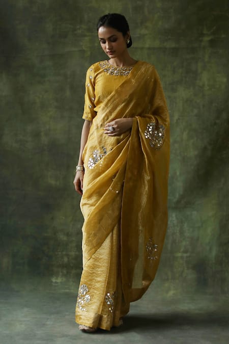 Buy_Begum_Yellow Blouse Chanderi ,  Zari Gulnaaz With Embroidered _Online_at_Aza_Fashions