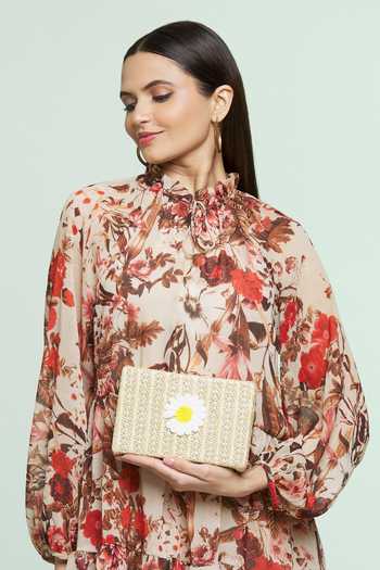 Sequissential_Beige Embroidered Braided Box Clutch_at_Aza_Fashions