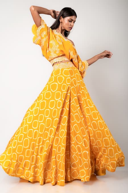 Nupur Kanoi Tie-Dye One Shoulder Top & Lehenga Set 