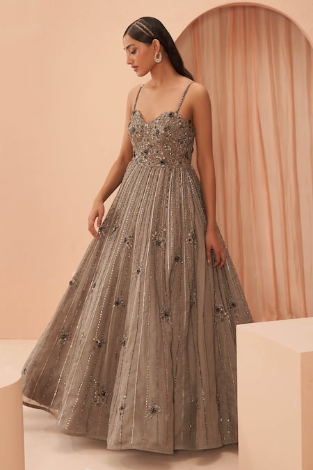 PARUL GANDHI Moonbeam Cutdana Embellished Gown 