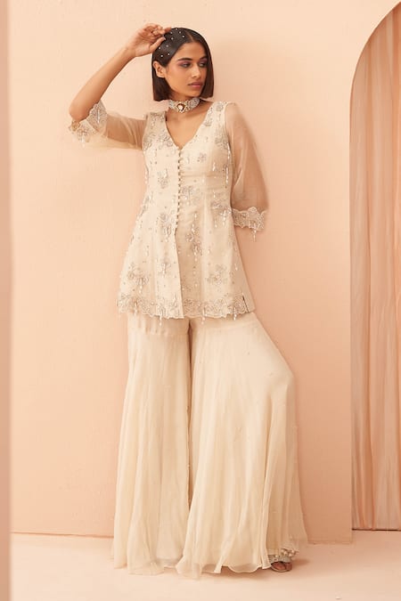 Parul Gandhi Chandelier Embroidered Kurta Sharara Set 