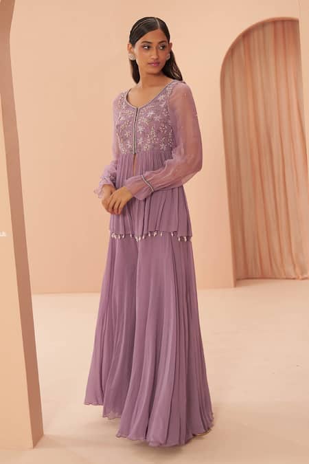 Parul Gandhi Embroidered Peplum Kurta & Sharara Set 