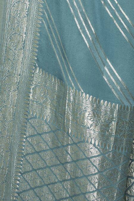 Shop Turaja Blue 100% Pure Crepe Woven Zari Work Saree Online at Aza Fashions Shop_Turaja_Blue 100% Pure Crepe Woven Zari Work Saree_Online_at_Aza_Fashions