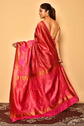Shop Arihant Rai Sinha Pink Tear Drop Woven Saree at Aza Fashions Shop_Arihant Rai Sinha_Pink Tear Drop Woven Saree_at_Aza_Fashions